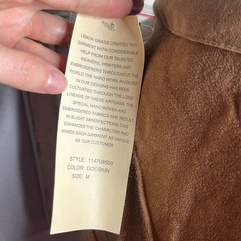 Lemon Grass Suede Doeskin Long Sleeves Women's Fashion Jacket Size Medium - Picture 10 of 14